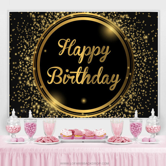 Lofaris Black And Light Brown Circle Happy Birthday Backdrop