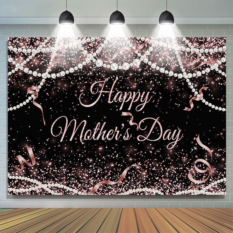 Lofaris Black and Pink Bokeh Pearl Happy Mother Day Backdrop
