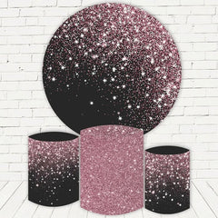 Lofaris Black And Pink Glitter Round Happy Birthday Backdrop Kit
