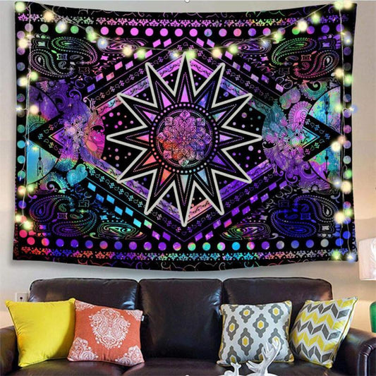Lofaris Black And Purple Abstract Galaxy Pattern Wall Tapestry