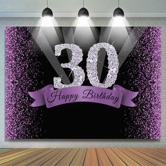 Lofaris Black and Purple Bokeh Diamond 30th Birthday Backdrop