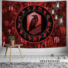 Lofaris Black And Red Divination Abstract Animal Wall Tapestry