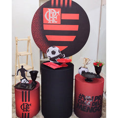 Lofaris Black And Red Real Madrid Football Circle Backdrop Kit