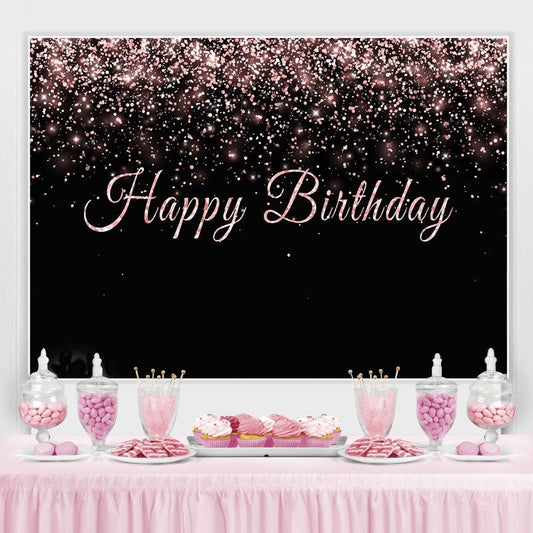 Lofaris Black and Rose Gold Birthday Backdrops for Photo