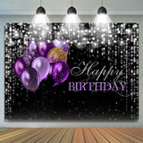 Load image into Gallery viewer, Lofaris Black and Silver Bokeh Purple Balloon Birthday Backdrop