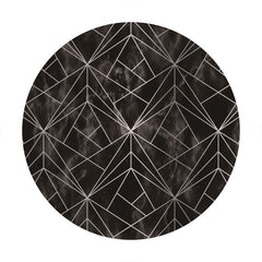 Lofaris Black And Silver Geometric Patterns Round Backdrop