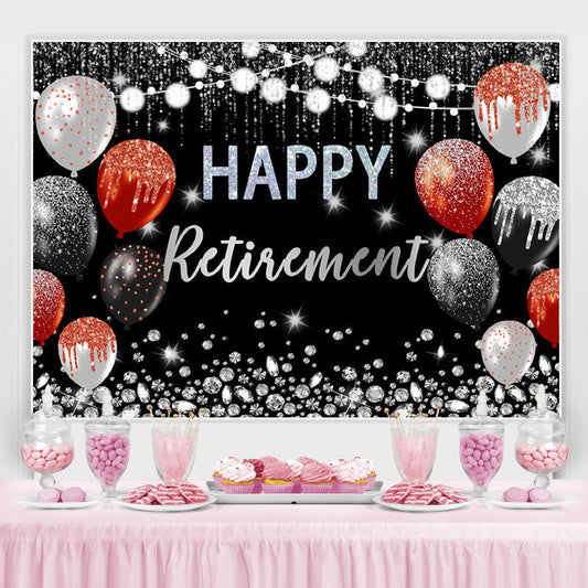 Lofaris Black And Silver Happy Retirment Balloons Backdrop