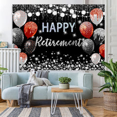 Lofaris Black And Silver Happy Retirment Balloons Backdrop
