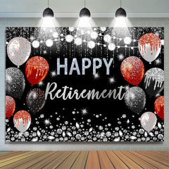 Lofaris Black And Silver Happy Retirment Balloons Backdrop