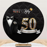 Load image into Gallery viewer, Lofaris Black And Silver Round 50th Birthday Backdrop For Man