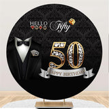 Load image into Gallery viewer, Lofaris Black And Silver Round 50th Birthday Backdrop For Man