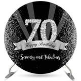 Load image into Gallery viewer, Lofaris Black And Silver Seventy and Fabulous Birthday Backdrop