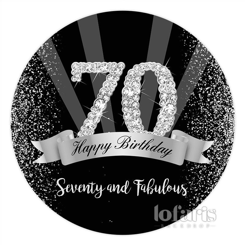 Lofaris Black And Silver Seventy and Fabulous Birthday Backdrop
