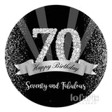 Load image into Gallery viewer, Lofaris Black And Silver Seventy and Fabulous Birthday Backdrop