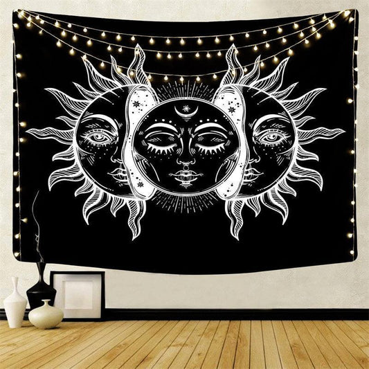 Lofaris Black And White Abstract Mandala Still Life Wall Tapestry