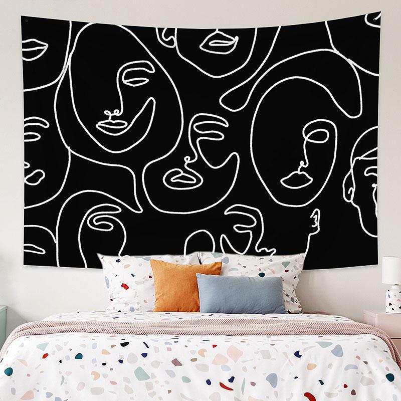 Lofaris Black And White Abstract Pattern Family Wall Tapestry