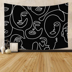 Lofaris Black And White Abstract Pattern Family Wall Tapestry