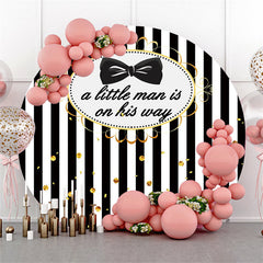 Lofaris Black And White Bow Simple Circle Baby Shower Backdrop