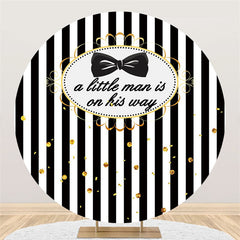 Lofaris Black And White Bow Simple Circle Baby Shower Backdrop
