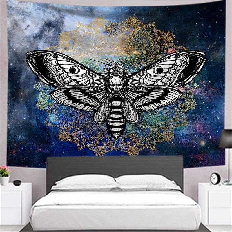 Lofaris Black And White Butterfly Mandala Family Wall Tapestry