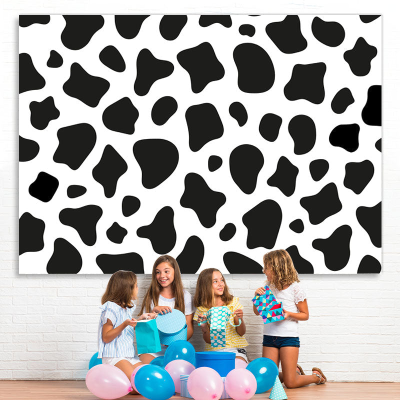 Lofaris Black and White Cow Backdrop for Kids Birthday Party