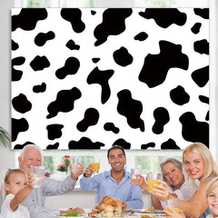 Lofaris Black and White Cow Farm Animal Happy Birthday Backdrop