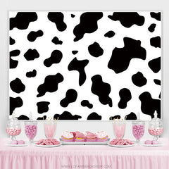 Lofaris Black and White Cow Farm Animal Happy Birthday Backdrop