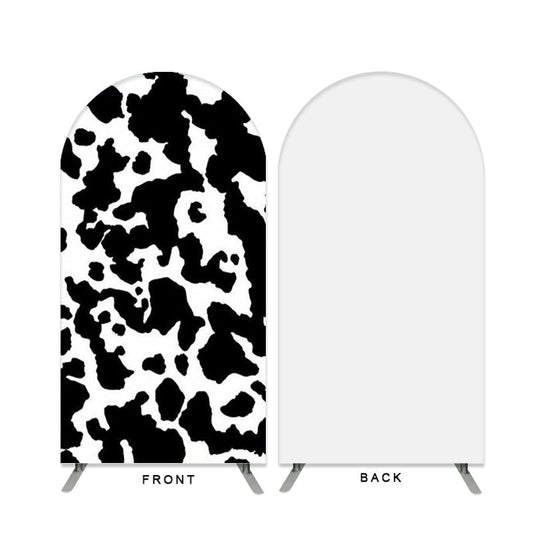 Lofaris Black And White Cow Pattern Birthday Double Sided Arch Backdrop