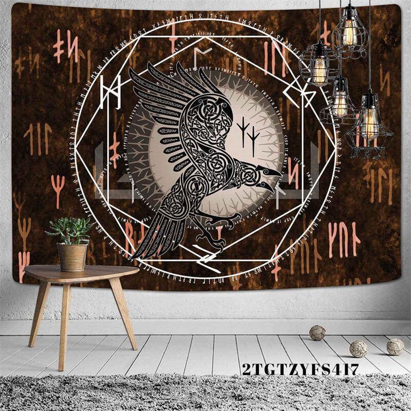 Lofaris Black And White Divination Geometric Animal Wall Tapestry
