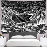 Load image into Gallery viewer, Lofaris Black And White Forest Room Decoration Wall Tapestry
