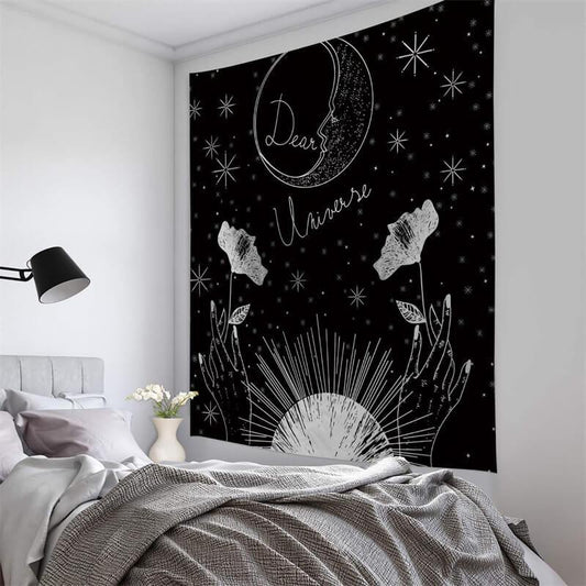 Lofaris Black And White Galaxy Abstract Art Decor Wall Tapestry