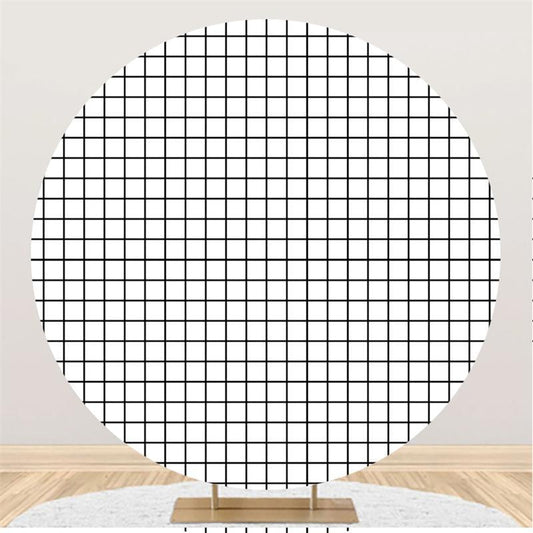 Lofaris Black And White Lattice Baby Shower Round Backdrop