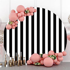 Lofaris Black And White Lins Simple Round Baby Shower Backdrop