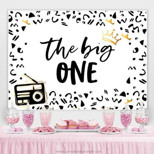 Lofaris Black And White Pattern The Big One Birthday Backdrop