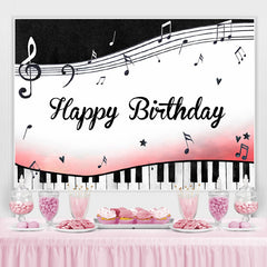 Lofaris Black and White Piano Keys Notes Birthday Backdrop
