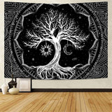 Load image into Gallery viewer, Lofaris Black And White Psychedelic Tree Abstract Wall Tapestry