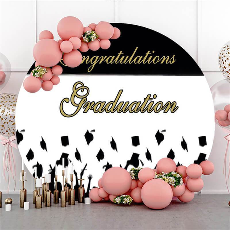 Lofaris Black And White Round Graduation Backdrop For Party