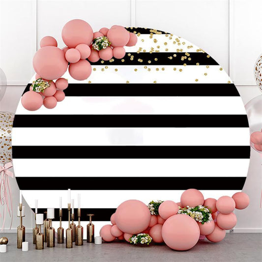 Lofaris Black-And-White Stripe With Glitter Dot Round Backdrop