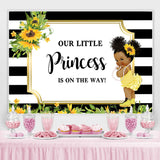 Load image into Gallery viewer, Lofaris Black and White Stripes Sunflower Baby Shower Backdrop