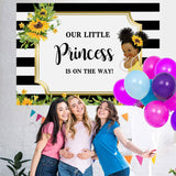 Load image into Gallery viewer, Lofaris Black and White Stripes Sunflower Baby Shower Backdrop