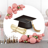 Load image into Gallery viewer, Lofaris Black Bachelor Cap Simple Circle Graduation Backdrop