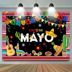 Lofaris Black Backboard With Happy Cinco De Mayo Backdrop