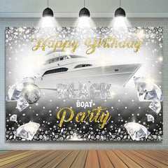 Lofaris Black Boat Party Shiny diamond birthday Backdrops