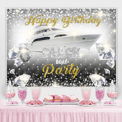 Lofaris Black Boat Party Shiny diamond birthday Backdrops