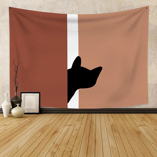 Lofaris Black Cartoon Animal Still Life Family Wall Tapestry