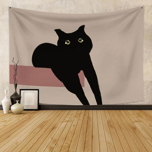 Lofaris Black Cat Funny Still Life Art Decor Wall Tapestry