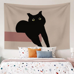Lofaris Black Cat Funny Still Life Art Decor Wall Tapestry
