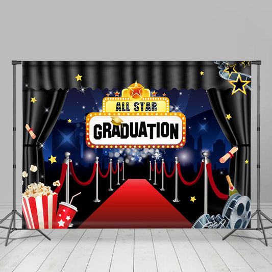 Lofaris Black Curtain And Red Carpet All Star Graduation Backdrop