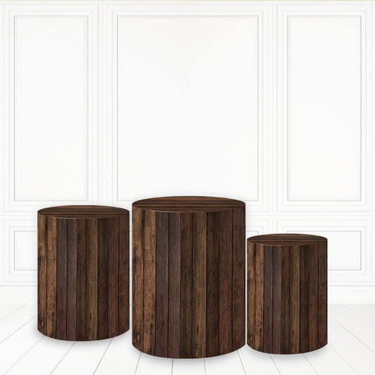 Lofaris Black Dark Brown Cylinder Cover Wooden Theme Party Pedestal