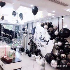Lofaris Black DIY 100 Pack Balloon Arch Kit | Party Decorations - Silver